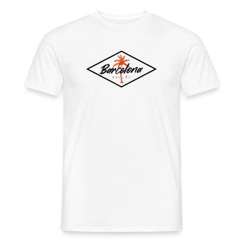 Barcelona Spain Palm Trees Lettering - Men's T-Shirt - white - Front - AI Model Male 178 dark (178cm)