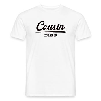 Cousin 2026 Cousins Baby Pregnancy Announce - Men's T-Shirt - white - Front - AI Model Male 178 dark (178cm)