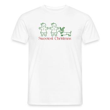 Christmas – Gingerbread Girls & Dachshund Green Line - Men's T-Shirt - white - Front - AI Model Male 178 dark (178cm)