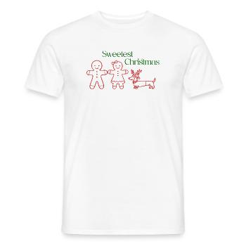 Christmas – Gingerbread Couple & Dachshund (Red) - Men's T-Shirt - white - Front - AI Model Male 178 dark (178cm)