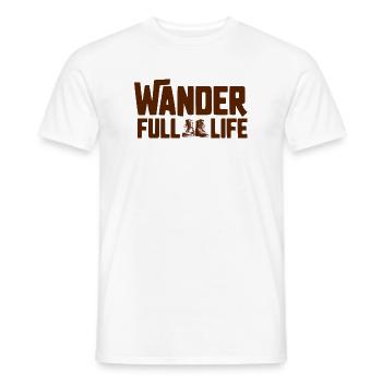 Wanderfull Life - Pun Hiking with Boots - Men's T-Shirt - white - Front - AI Model Male 178 dark (178cm)