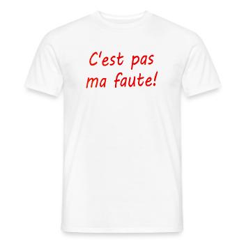 C'est pas ma faute ! - T-shirt homme - blanc - Devant - AI Model Male 178 dark (178cm)