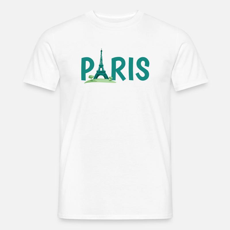 Skyline von Paris mit Eiffelturm Illustration - Männer T-Shirt - Weiß