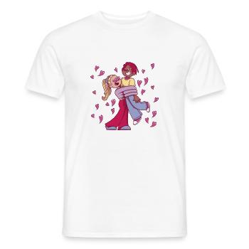 Funny cartoon couple are in love - Men's T-Shirt - white - Front - AI Model Male 178 dark (178cm)
