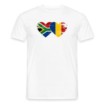 South Africa Romania Flags Heart - Men's T-Shirt - white - Front - AI Model Male 178 dark (178cm)