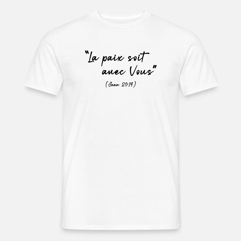 Friede sei mit dir (Johannes 20,19) - Männer T-Shirt - Weiß