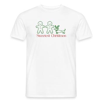 Christmas–Gingerbread Couple & Dachshund (green) - Men's T-Shirt - white - Front - AI Model Male 178 dark (178cm)