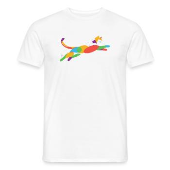 Bunte Katze in Bewegung – Abstraktes Design - Männer T-Shirt - Weiß - Vorne - AI Model Male 178 dark (178cm)