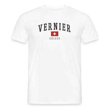 Vernier Suisse Design – Fierté locale avec un drapeau - T-shirt homme - blanc - Devant - AI Model Male 178 dark (178cm)