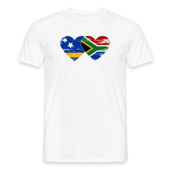 Curacao South Africa Flag Hands Heart Shape - Men's T-Shirt - white - Front - AI Model Male 178 dark (178cm)
