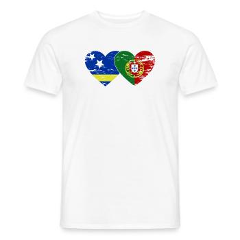 Curaçao_Portugal_Flagge_Herz_used - Men's T-Shirt - white - Front - AI Model Male 178 dark (178cm)