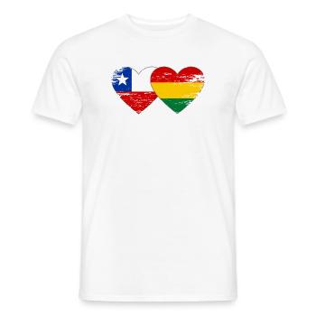 Chile Bolivia flag heart used - Men's T-Shirt - white - Front - AI Model Male 178 dark (178cm)