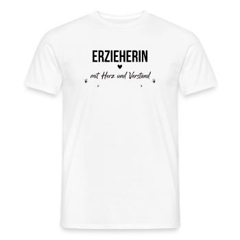 Erzieherin mit Herz und Verstand Geschenk  - Männer T-Shirt - Weiß - Vorne - AI Model Male 178 dark (178cm)