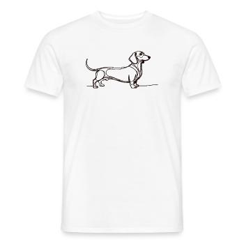 Chemise minimaliste teckel en une ligne avec un teckel - T-shirt homme - blanc - Devant - AI Model Male 178 dark (178cm)