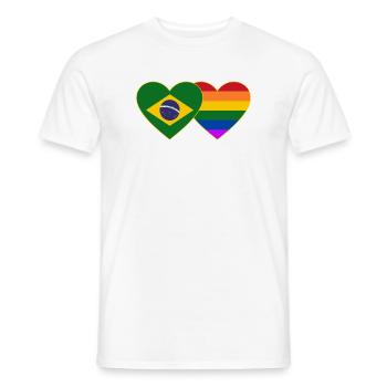 Brasilien Regenbogen Flagge Herz - Männer T-Shirt - Weiß - Vorne - AI Model Male 178 dark (178cm)