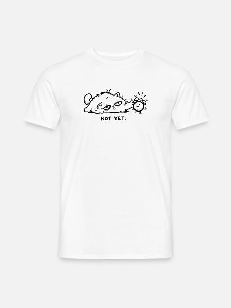 Noch nicht – Schläfrige Katze mit Wecker - Männer T-Shirt - Weiß