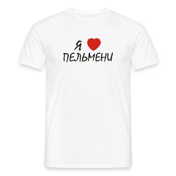 russisch "ich herze pelmeni" - Männer T-Shirt - Weiß - Vorne - AI Model Male 178 dark (178cm)