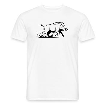Wild Boar Running Hunting Nature Vector - Men's T-Shirt - white - Front - AI Model Male 178 dark (178cm)