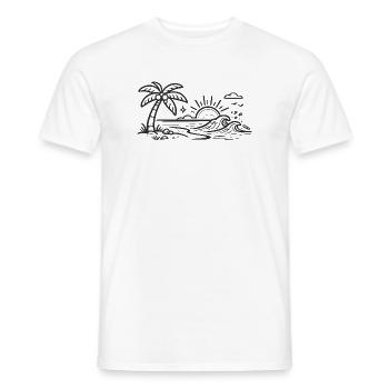 Tropical Palm Wave Line Art - Men's T-Shirt - white - Front - AI Model Male 178 dark (178cm)