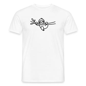 Entspanntes Faultier am Ast Tiermotiv - Männer T-Shirt - Weiß - Vorne - AI Model Male 178 dark (178cm)