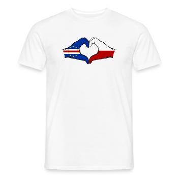 Drapeau du Cap-Vert Pologne Mains en forme de cœur - T-shirt homme - blanc - Devant - AI Model Male 178 dark (178cm)