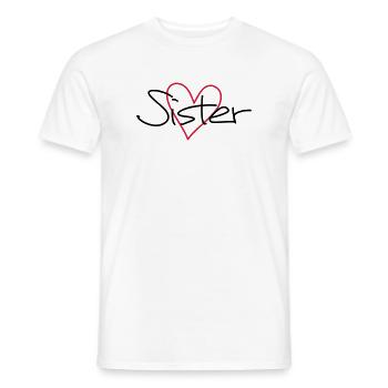 Sister heart gift sister heart - Men's T-Shirt - white - Front - AI Model Male 178 dark (178cm)