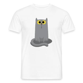 Chat gris assis - T-shirt homme - blanc - Devant - AI Model Male 178 dark (178cm)
