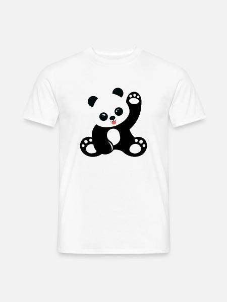 Cute Sitting Panda-Karikatur - Männer T-Shirt - Weiß