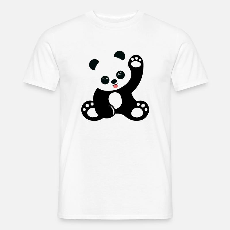 Cute Sitting Panda-Karikatur - Männer T-Shirt - Weiß