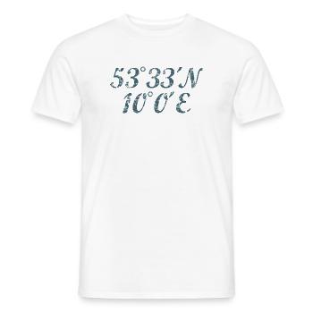 Hamburg Koordinaten Längengrad Breitengrad - Männer T-Shirt - Weiß - Vorne - AI Model Male 178 dark (178cm)