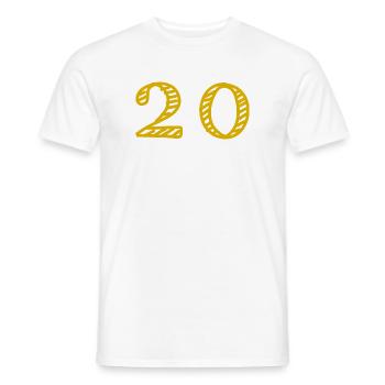 20. 20 ANS. 20e ANNIVERSAIRE. ANNIVERSAIRE 20 ANS. - T-shirt homme - blanc - Devant - AI Model Male 178 dark (178cm)