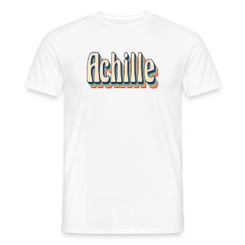 Vintage style retro Achille t-shirt - Men's T-Shirt - white - Front - AI Model Male 178 dark (178cm)