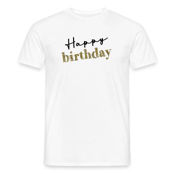 HAPPY BIRTHDAY. HAPPY BIRTHDAY. ANNIVERSARY. - Men's T-Shirt - white - Front - AI Model Male 178 dark (178cm)