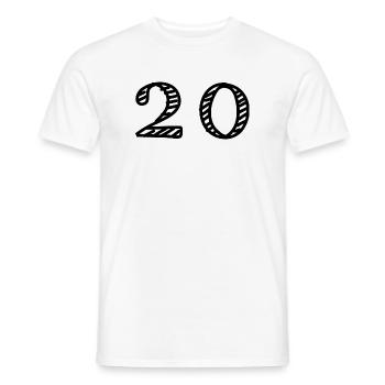 20. 20 ANS. 20e ANNIVERSAIRE. ANNIVERSAIRE 20 ANS. - T-shirt homme - blanc - Devant - AI Model Male 178 dark (178cm)