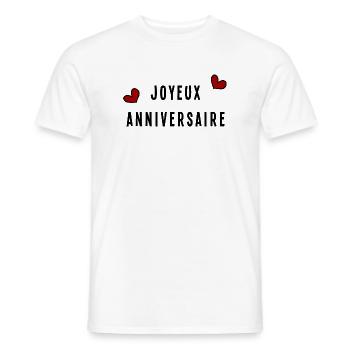 HAPPY BIRTHDAY. ANNIVERSARY - Men's T-Shirt - white - Front - AI Model Male 178 dark (178cm)