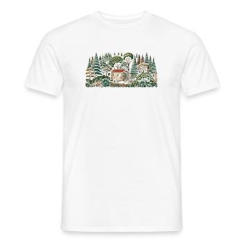living close to nature with a tiny house in the forest - Men's T-Shirt - white - Front - AI Model Male 178 dark (178cm)