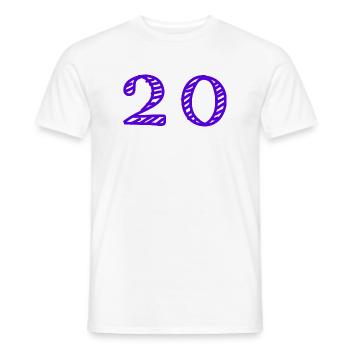 20. 20 ANS. 20e ANNIVERSAIRE. ANNIVERSAIRE 20 ANS. - T-shirt homme - blanc - Devant - AI Model Male 178 dark (178cm)