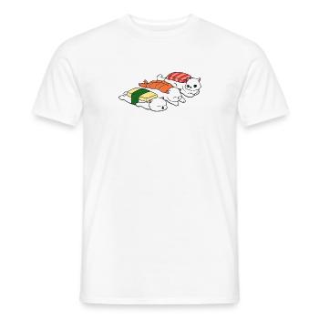 Meow Sushi - Men's T-Shirt - white - Front - AI Model Male 178 dark (178cm)