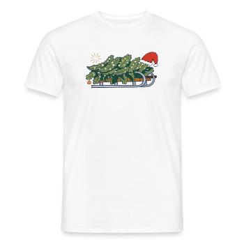 Christmas tree on a sleigh - Men's T-Shirt - white - Front - AI Model Male 178 dark (178cm)
