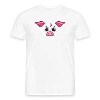 Cute Pig Face Minimalist Pink Animal Art - Men's T-Shirt - white - Front - AI Model Male 178 dark (178cm)