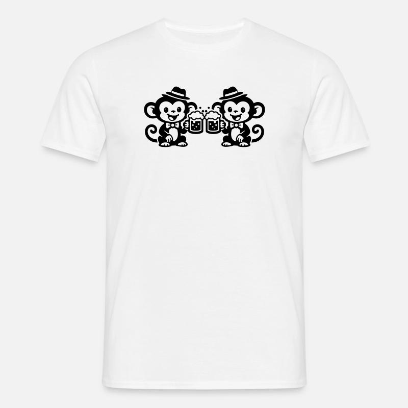 Affe Bier Team - Männer T-Shirt - Weiß