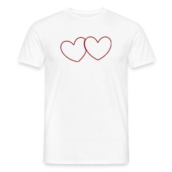 2 Red Hearts Heart Gift Valentine's Day - Men's T-Shirt - white - Front - AI Model Male 178 dark (178cm)