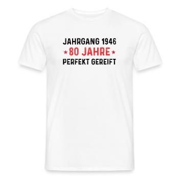 Millésime 1946 – 80 ans parfaitement maturé - T-shirt homme - blanc - Devant - AI Model Male 178 dark (178cm)