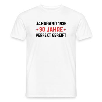 Millésime 1936 – 90 ans parfaitement maturé - T-shirt homme - blanc - Devant - AI Model Male 178 dark (178cm)