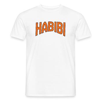 Habibi Curve Lettering Print - Men's T-Shirt - white - Front - AI Model Male 178 dark (178cm)