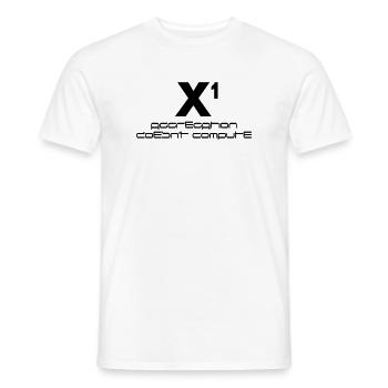 X à la puissance de un – l’agrégation ne calcule pas - T-shirt homme - blanc - Devant - AI Model Male 178 dark (178cm)