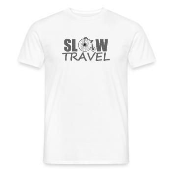 SLOW TRAVEL - Men's T-Shirt - white - Front - AI Model Male 178 dark (178cm)