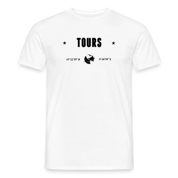 Tours France Coordonnées Gps Globe - T-shirt homme - blanc - Devant - AI Model Male 178 dark (178cm)