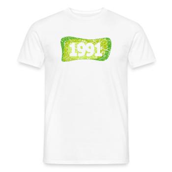 1991 - Men's T-Shirt - white - Front - AI Model Male 178 dark (178cm)