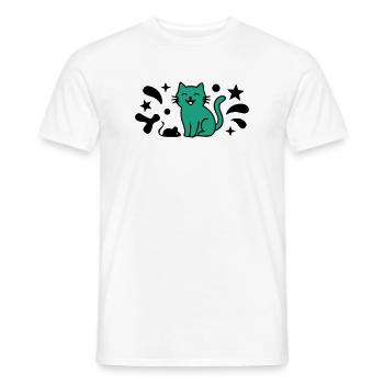 Grinsende Katze Maus Grafik - Männer T-Shirt - Weiß - Vorne - AI Model Male 178 dark (178cm)